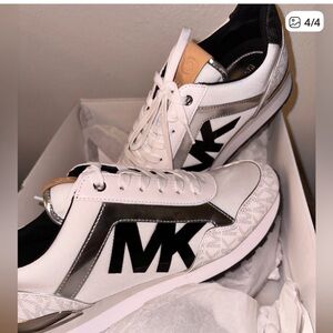 Michael Kors White and Silver Sneakers